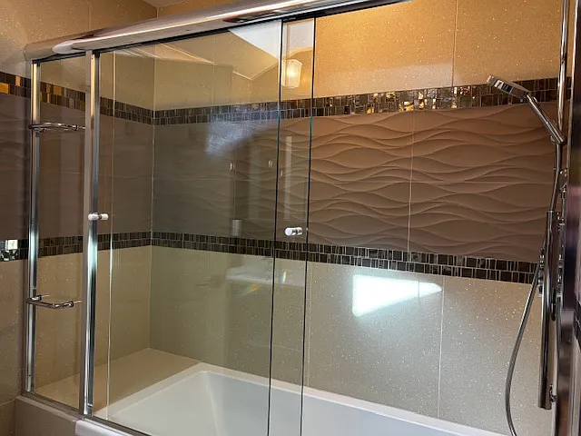 Custom shower with tub in master bath