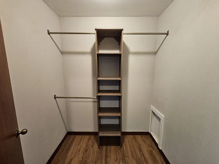 Walk-in closet with ample storage.