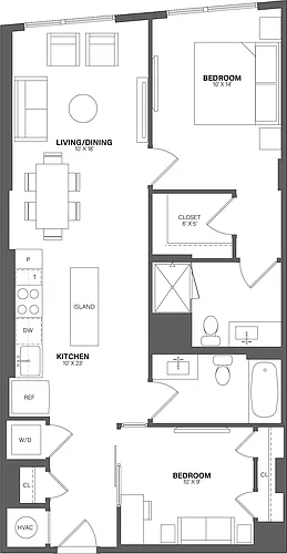 Floor plan 2 Bed/2 Bath-B23