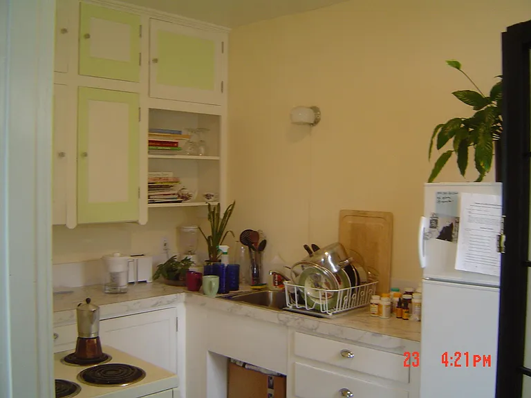 Continuous countertop provides good work area, lots of electrical outlets for appliances.