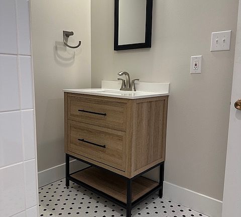 Freshly renovated bathroom.