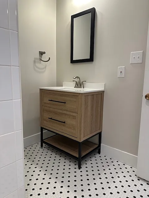 Freshly renovated bathroom.