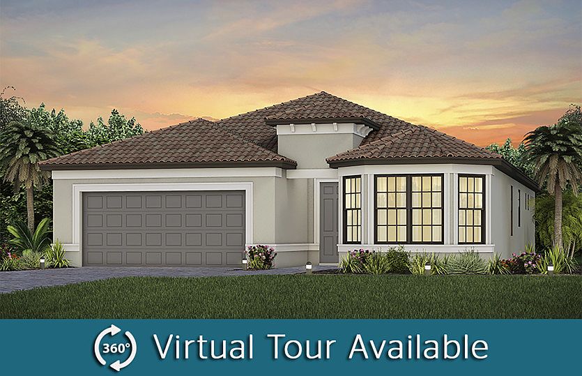 The Prosperity, a one-story single family home with a 2 car garage, shown as Home Exterior FM3