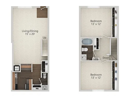 Floor plan 2 Bedroom Townhouse