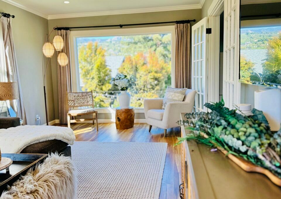 Beautiful Living Room with Mountain View picture window.