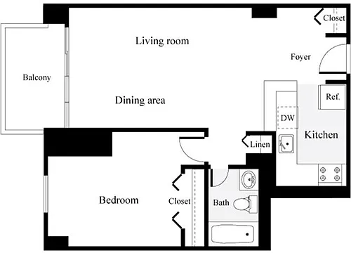 Floor plan 1 Bedroom B