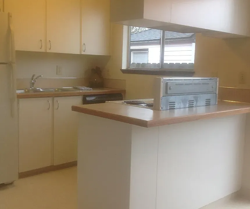 Stainless steel dishwasher added on the right side of the sink. Washer and Dryer on the left of the kitchen with pantry.