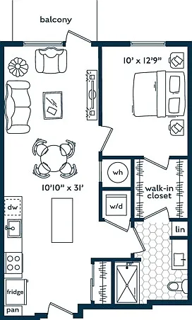 One Bedroom One Bath (694 SF) One Bedroom One Bath (694 SF)