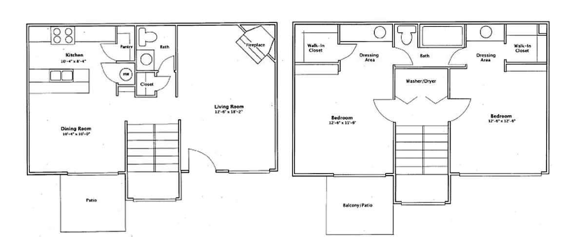 Floor plan 2 Bedroom 1 1/2 Bathroom Townhouse