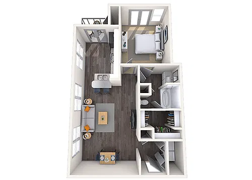 Floor plan Loft 1x1 909 SF