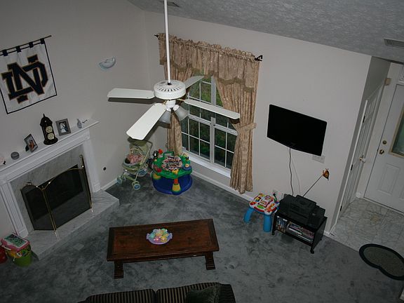 open living room with fireplace
