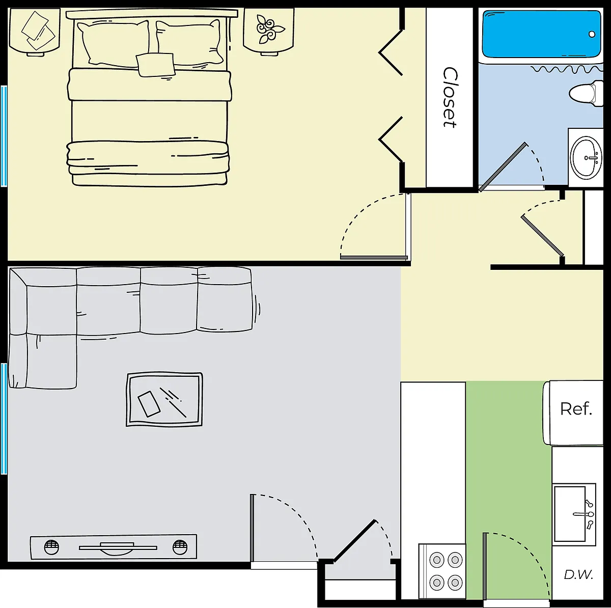 Floor plan One Bedroom A Dog Friendly