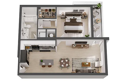 Floor plan 1 Bed/ 1 Bath-A3