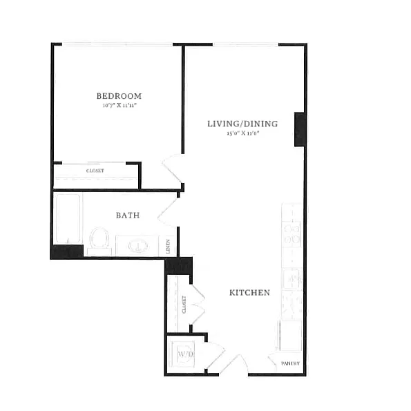 Floor plan 1 Bed/1 Bath-B12