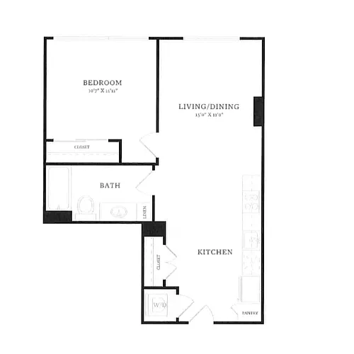 Floor plan 1 Bed/1 Bath-B12