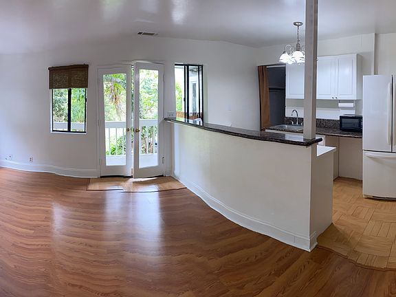 Living /dining room, bar area, kitchen, walk-in closet , bedroom entry