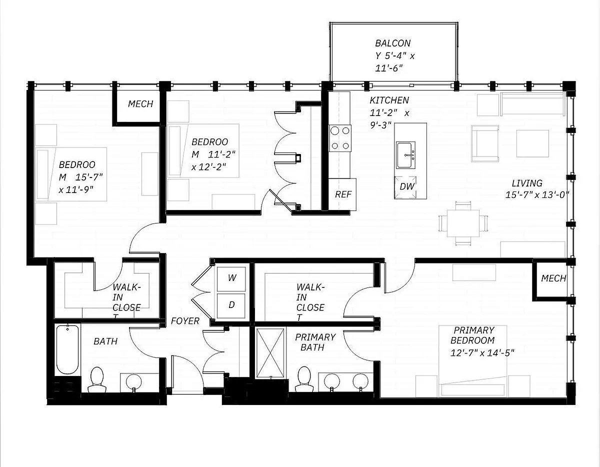 Floor plan 3 Bed E