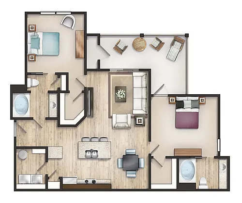 Floor plan The Upper Jocassee with Balcony