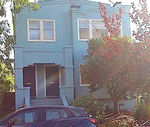 Street view. Lower unit on the right, the upstairs flat is owner-occupied.