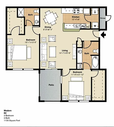 Floor plan Phase II - Two-Bedrooms