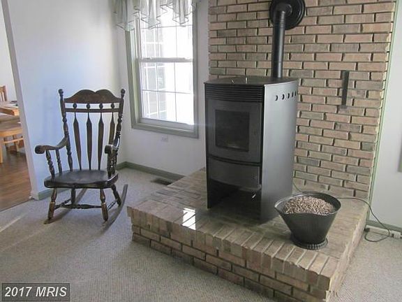 Living Room Wood Pellet Stove on Raised Hearth