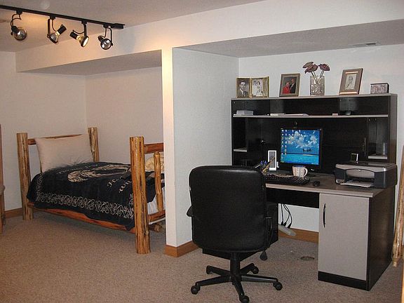 family room in basement