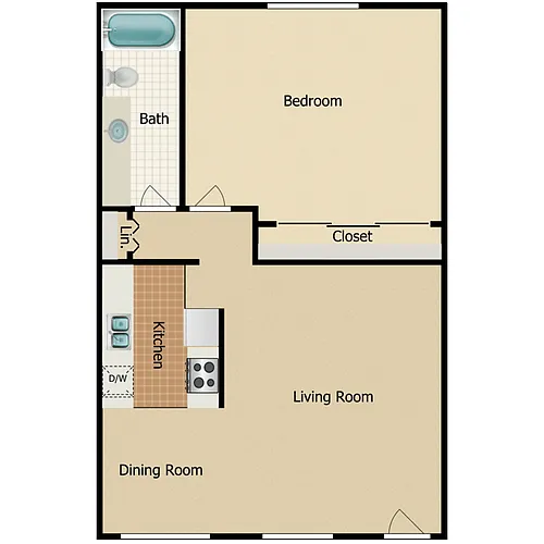 Floor plan One Bedroom Apartment
