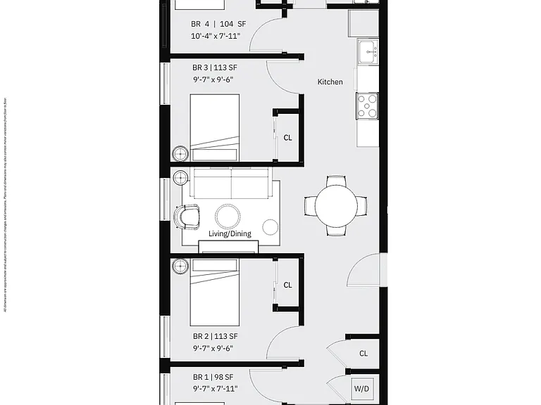 4 BED 2 BATH - A | 1,028 SF 4 BED 2 BATH - A | 1,028 SF