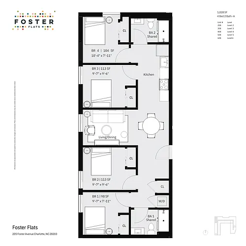 Floor plan 4 Bed 2 Bath - A Furnished