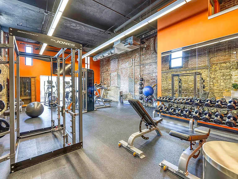Fitness Center with free weights, weight benches, weight machines