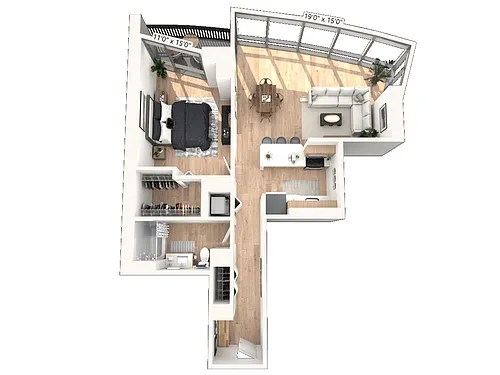 Floor plan One Bedroom 04