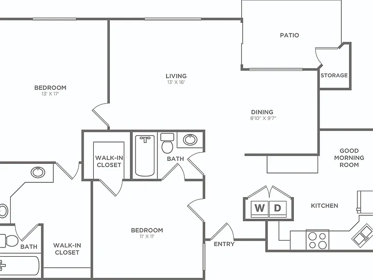 Two Bedroom Two Bath (1269 SF) Two Bedroom Two Bath (1269 SF)