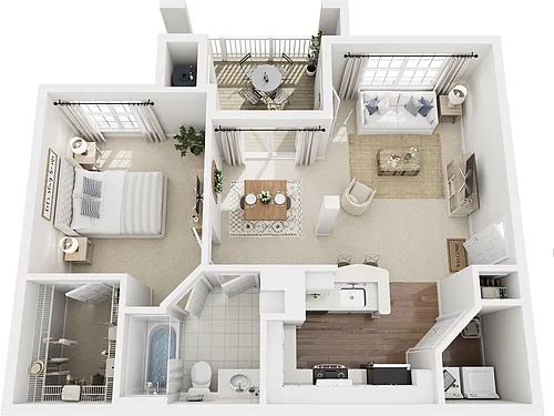 Floor plan A1: 1 Bed 1 Bath