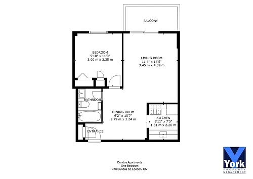 Floor plan One Bedroom Apartment