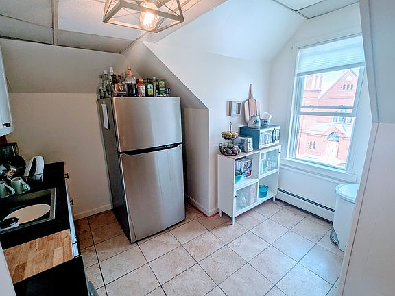 Kitchen overlooking historic church in Pittsfield
