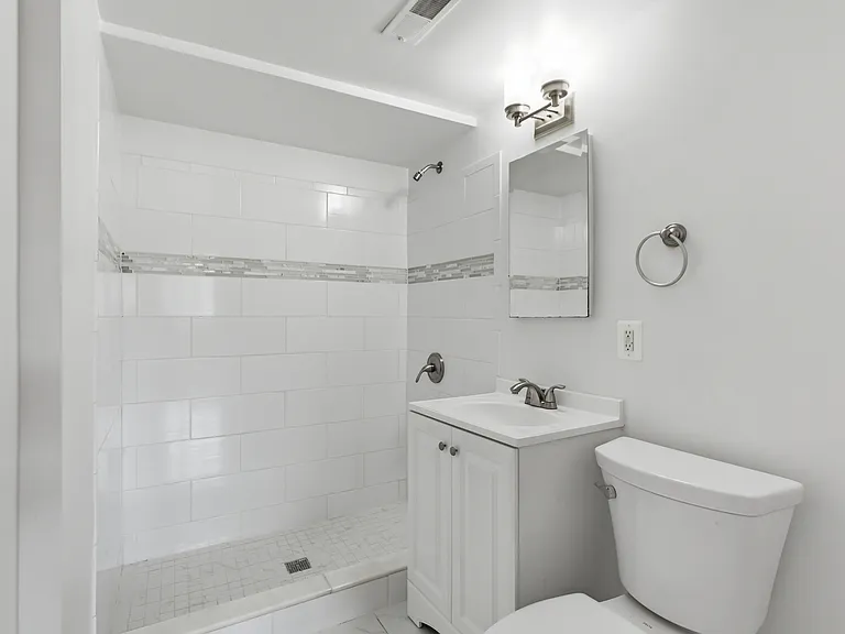 Renovated bath with standing shower