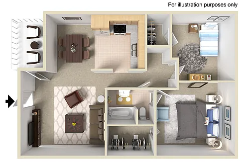 Floor plan Two Bedroom One Bath