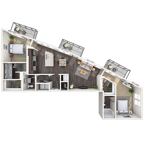 Floor plan Traditional 2x2 1354 SF-FP