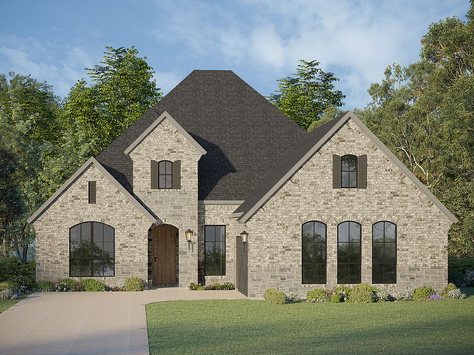 Plan 1642 Elevation A with Stone Rendering