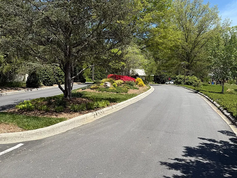 Landscaping is lush and well maintained by HOA and volunteers.