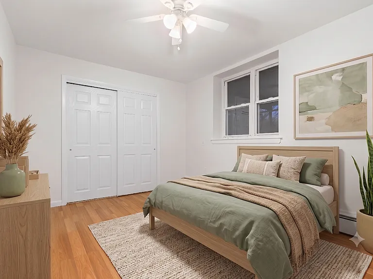 Virtually staged primary bedroom