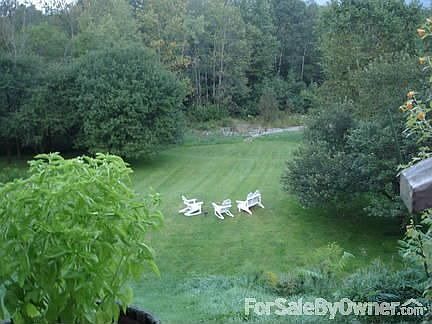 looking down into yard from the deck