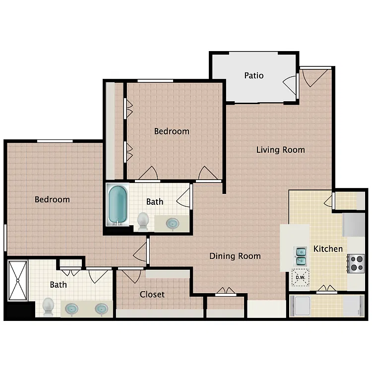 Floor plan 2 Bed 2 Bath