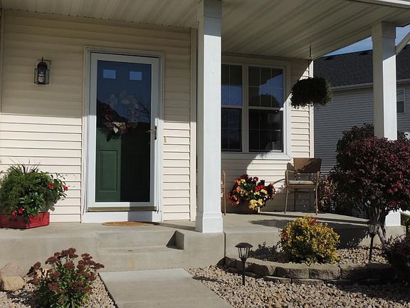 Front entrance includes a covered porch