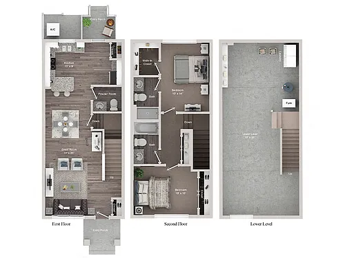 Floor plan C3 - Two Bedroom Townhome w/ Basement