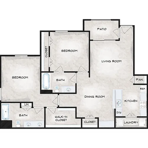 Floor plan 2 Bed 2 Bath