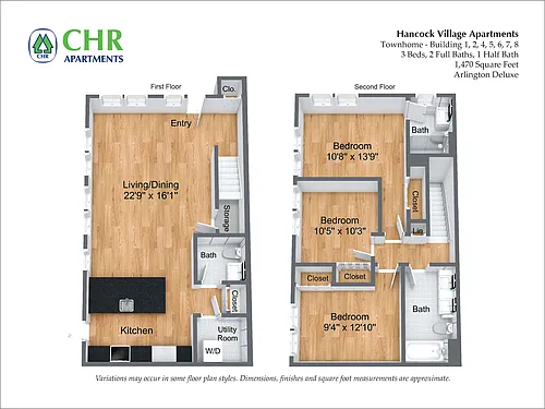 Floor plan 3 Bed/2.5 Bath Townhome - The Adams