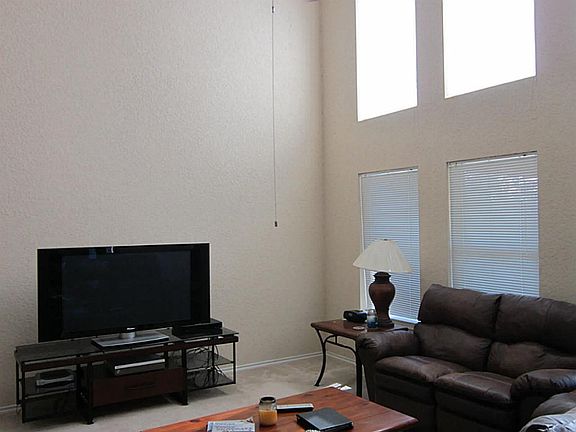 Family Room with high ceilings