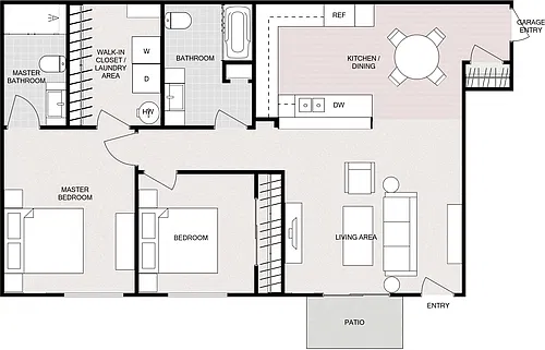 Floor plan 2 Bedroom 2 Bathroom Lower