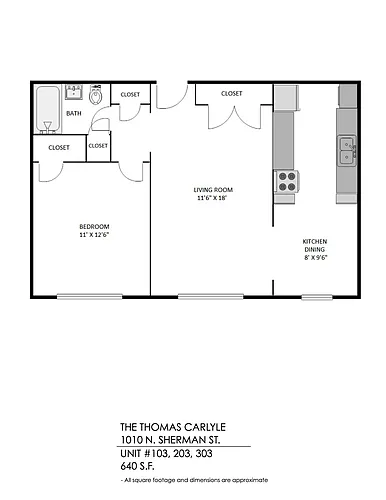 Floor plan 1 Bedroom, 1 Bath